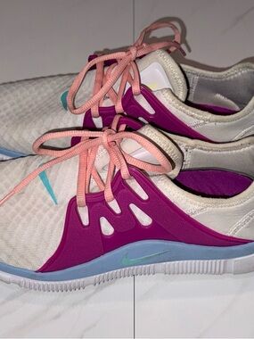 Nike Women’s White Sneakers with Pink, Purple & Teal Accents